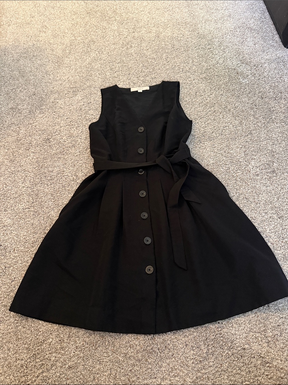 Loft Womens Black Button Down Tie Dress 00P